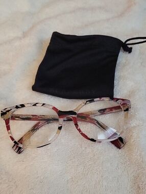 Burberry Multicolor Round Cateye Patterned Optical Glasses Frames Only